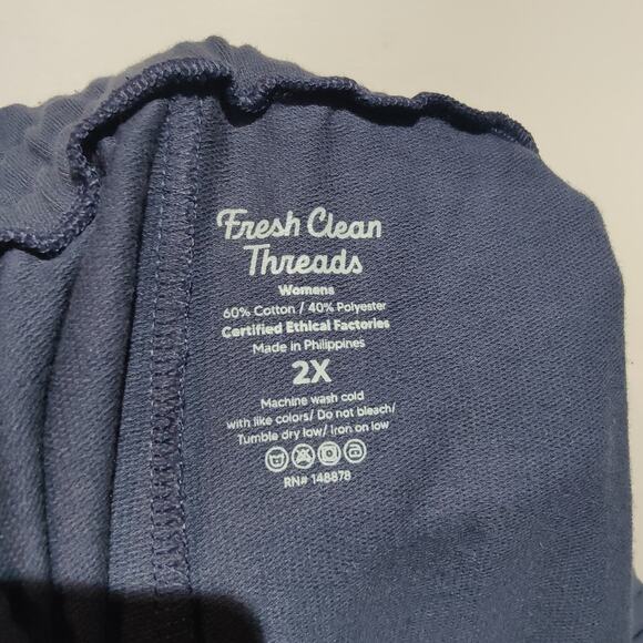 NIB Fresh Clean Threads Women's Sz 2X Navy Jogger Sweat Pants Soft Cotton Blend - Picture 4 of 6